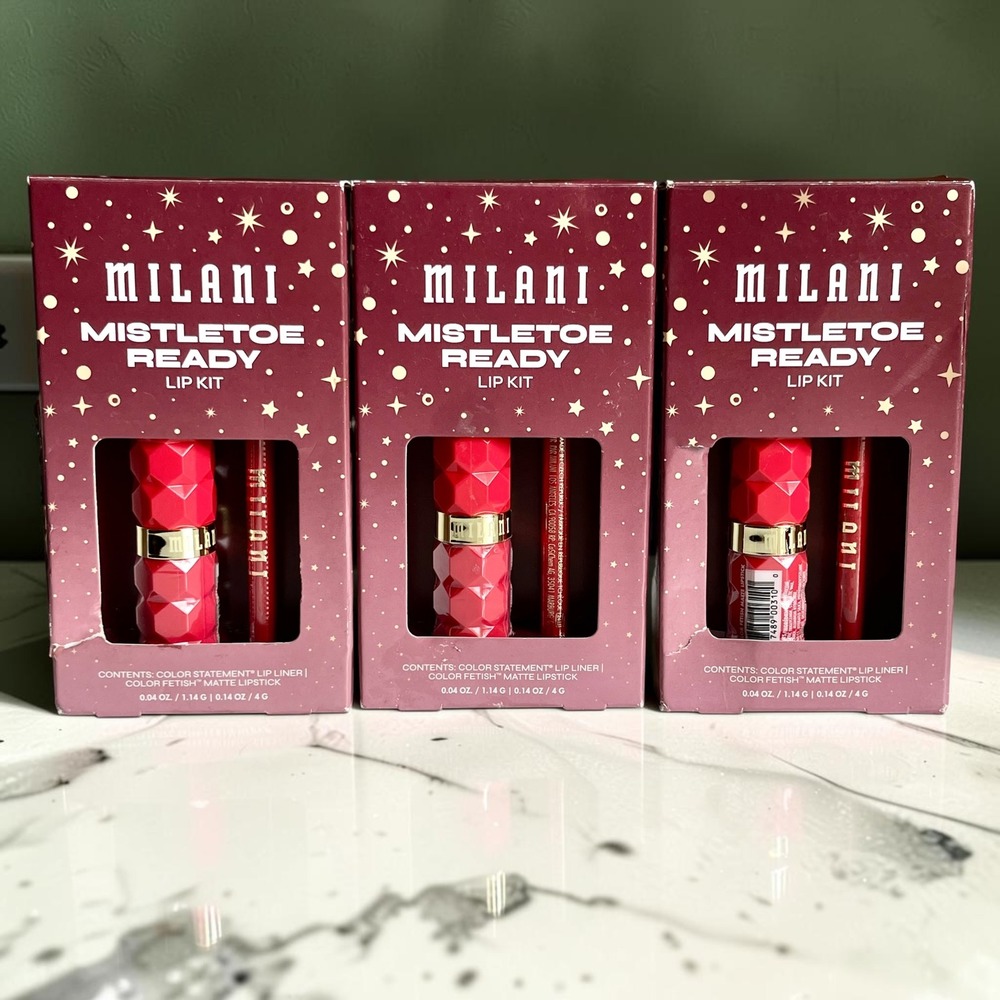 3 Pk Milani Matte Red Lip Kit Color Fetish Lipstick Color Statement Lip Liner